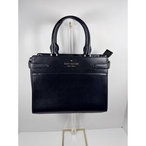 KATE SPADE STACI MEDIUM SATCHEL PURSE BLACK LEATHER SHOULDER BAG